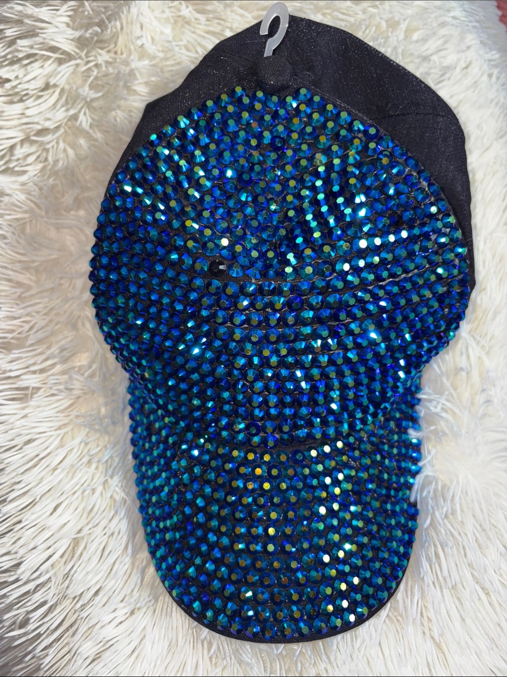 Blue Iridescent Crystal Baseball Cap